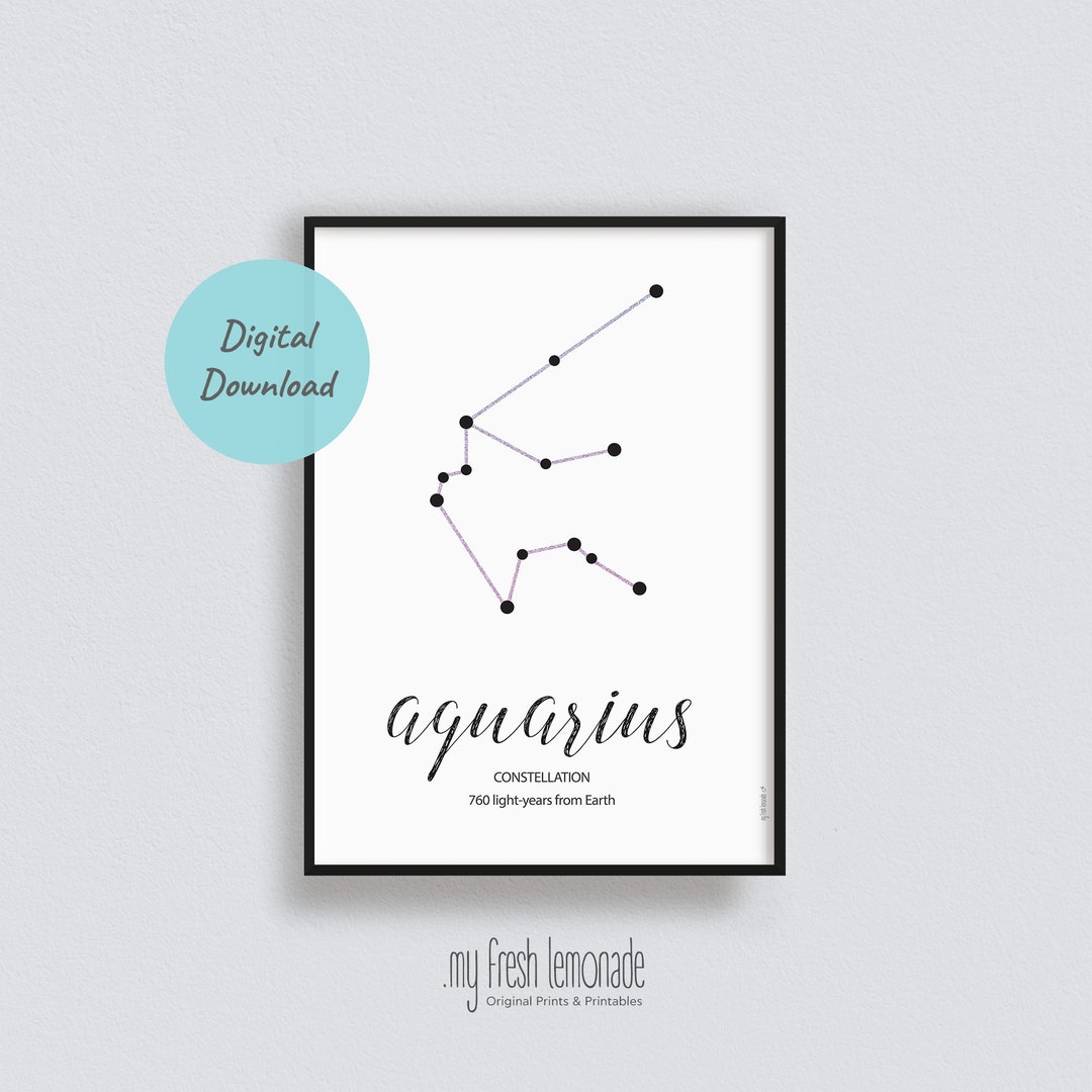 Aquarius Astrology Poster Star Sign Poster Constellation Etsy