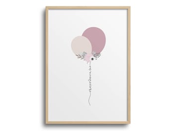 Balloons, Greek Quote, Pastel Ballon Kids Art printable art, Nursery Prints, Nursery Poster, Rainbow Pastel Colour, Baby Girl Room Frame