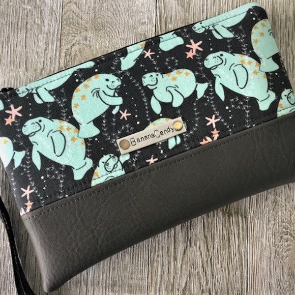 SALE- Curvy Mermaid- Manatee- Zip Top Wristlet-Handbag- REG PRICE 29.99