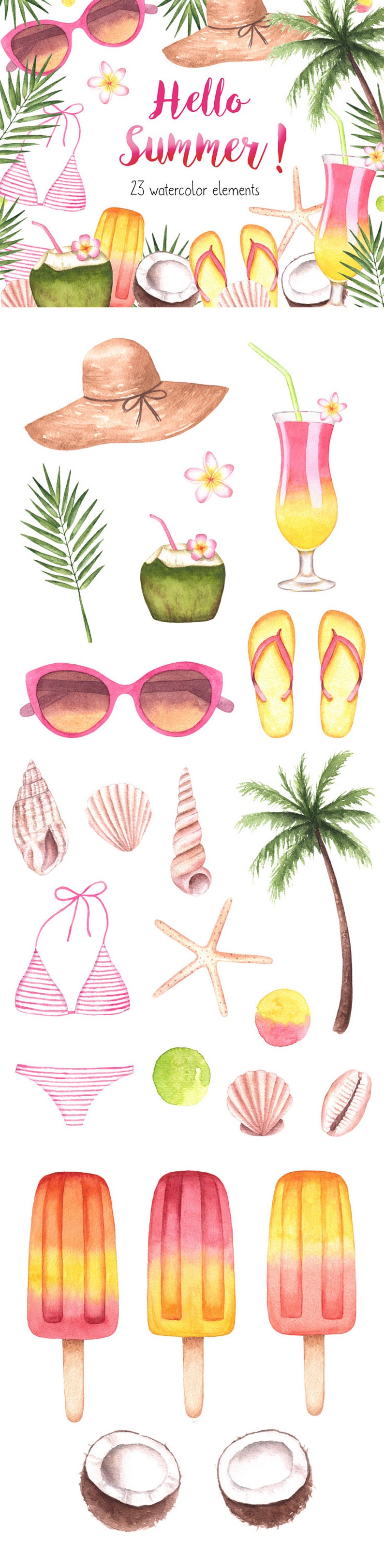 Beach Clipart,Watercolor Clipart,Summer Watercolor Clipart,Pool Party Clipart,Tropical Party,Beach Party Invitation Clipart,Tropical,Bikini
