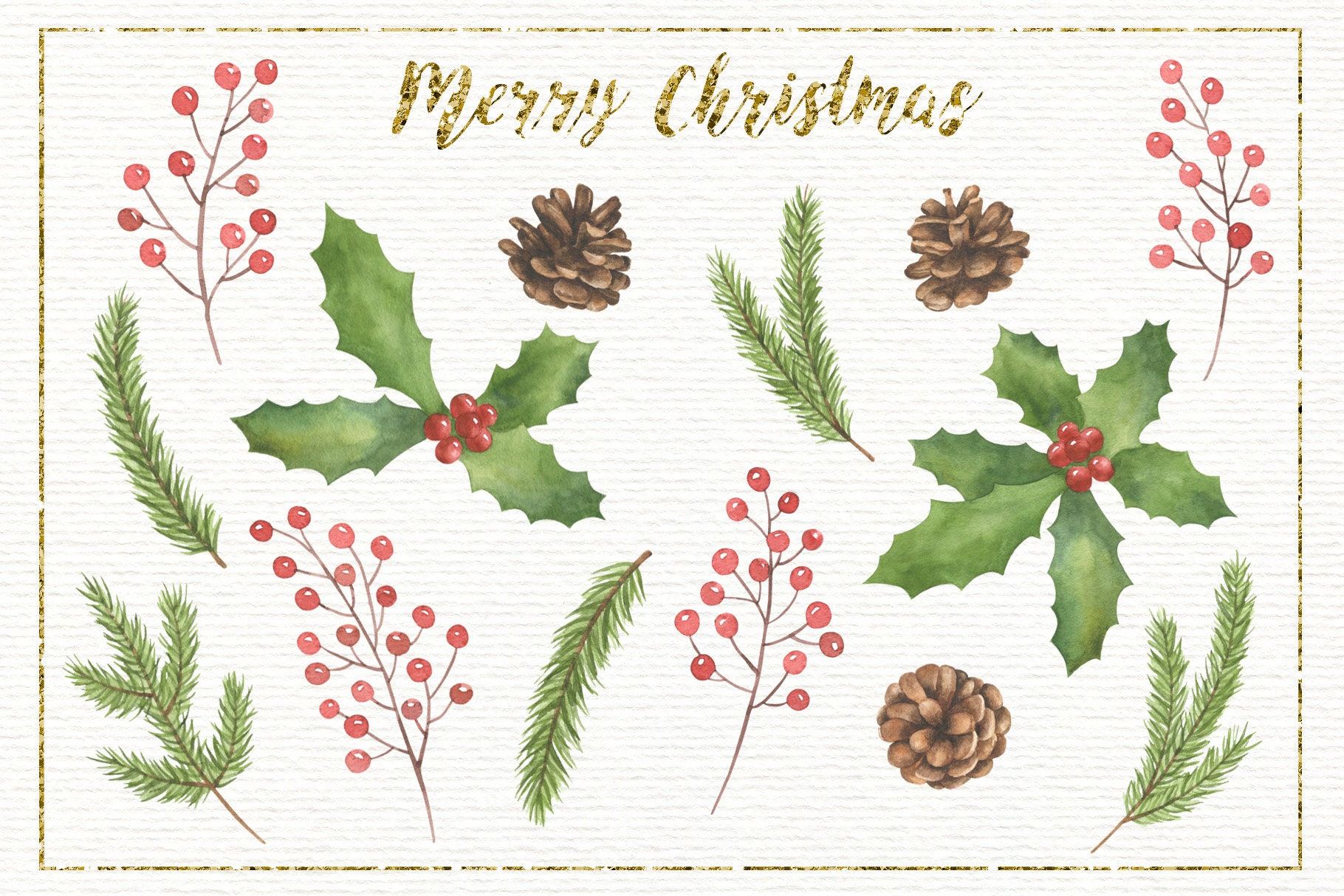 Frohe Weihnachten und Neujahr Aquarell Cliparts Weihnachten | Etsy