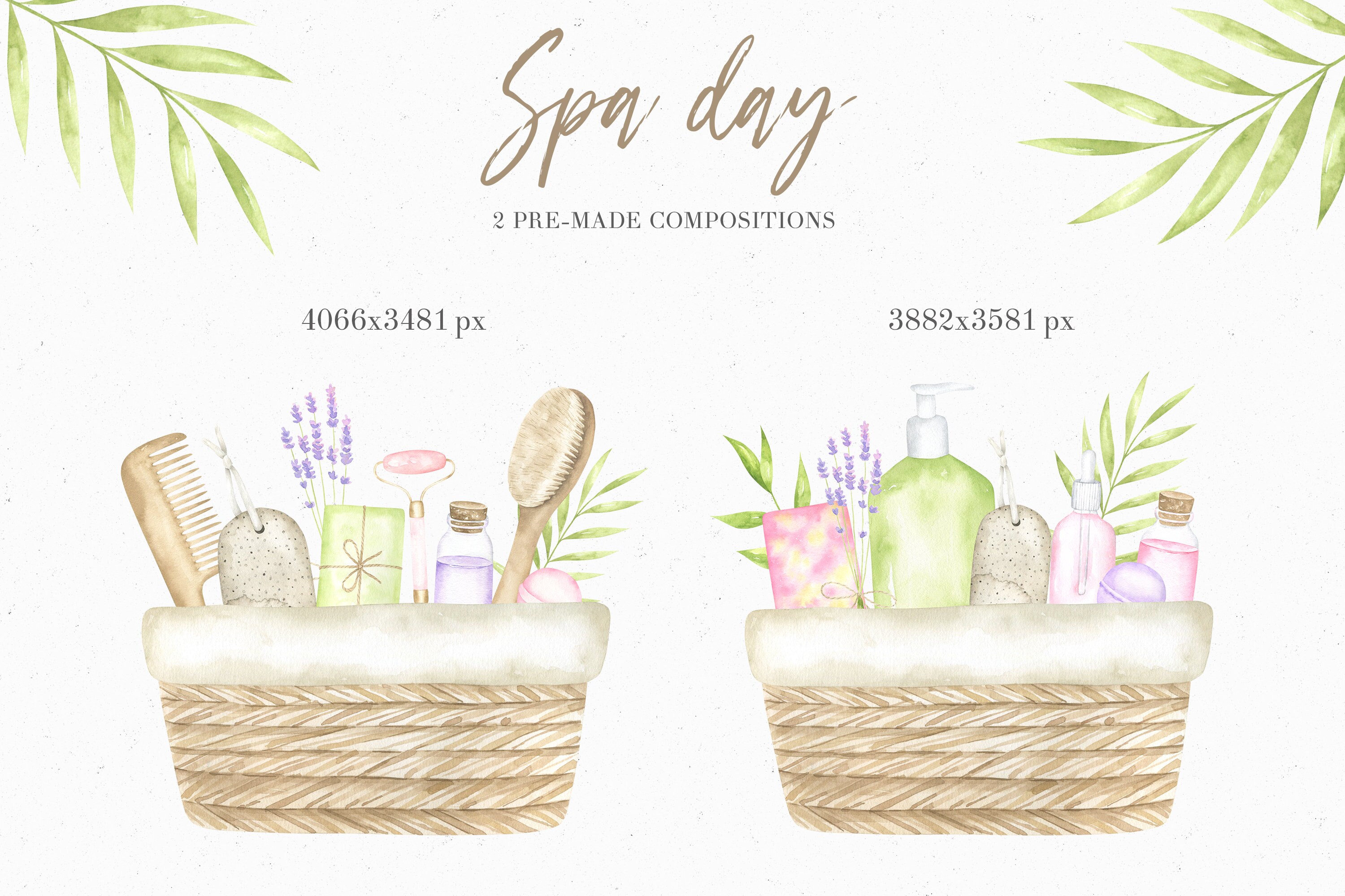 Spa Watercolor Clipart Spa Basket Illustration Cosmetics | Etsy