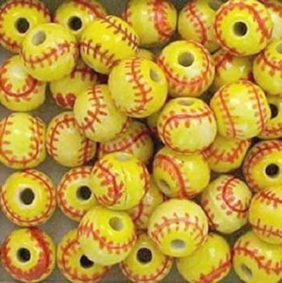 Stellar Softball Sports Beads 100 Count for DIY Necklace Etsy