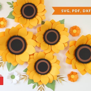 Sunflower SVG, Sunflower Template Svg Large Paper, Giant Flower SVG, Paper Flower Template, Sunflower Wedding