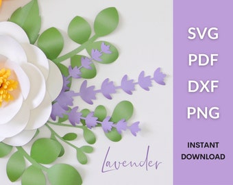 Lavender SVG, Paper Lavender Flowers, Lavender Paper Flower, Floral Svg, Fall Svg, Lavender Template, Fall Flowers Svg, PDF, DXF, Png