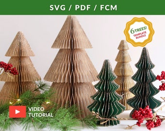 Paper Christmas Tree Templates and Tutorial, Honeycomb Christmas Trees SVG PDF, 3d Paper Christmas Decor, Christmas Tree DIY