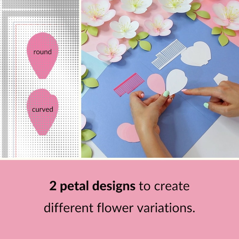 Cherry Blossom SVG, Paper Flower Template Bundle + Video Tutorial, SVG Cut Files for Cricut, PDF, Dxf, 3d Flower Svg, Paper Flower Kit image 4