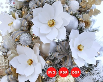 Magnolia Paper Flower SVG Templates, Magnolia Svg, Paper Flower Svg, Large Magnolia, Christmas Svg Bundle, Cricut Flower Svg, Pdf, Dxf