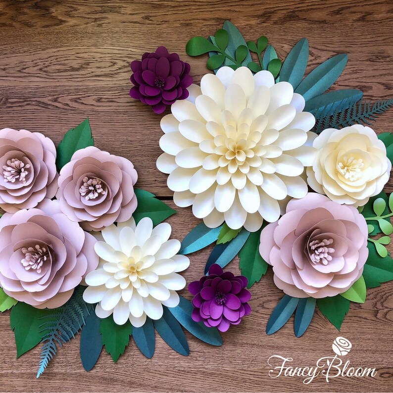 Rustic Wall Decor/ Rustic Paper Flowers/ Rustic Wedding Decor/ Etsy