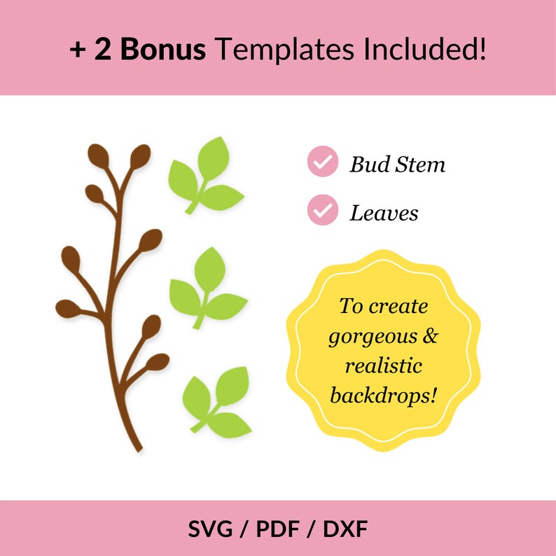 Cherry Blossom SVG, Paper Flower Template Bundle + Video Tutorial, SVG Cut Files for Cricut, PDF, Dxf, 3d Flower Svg, Paper Flower Kit image 7