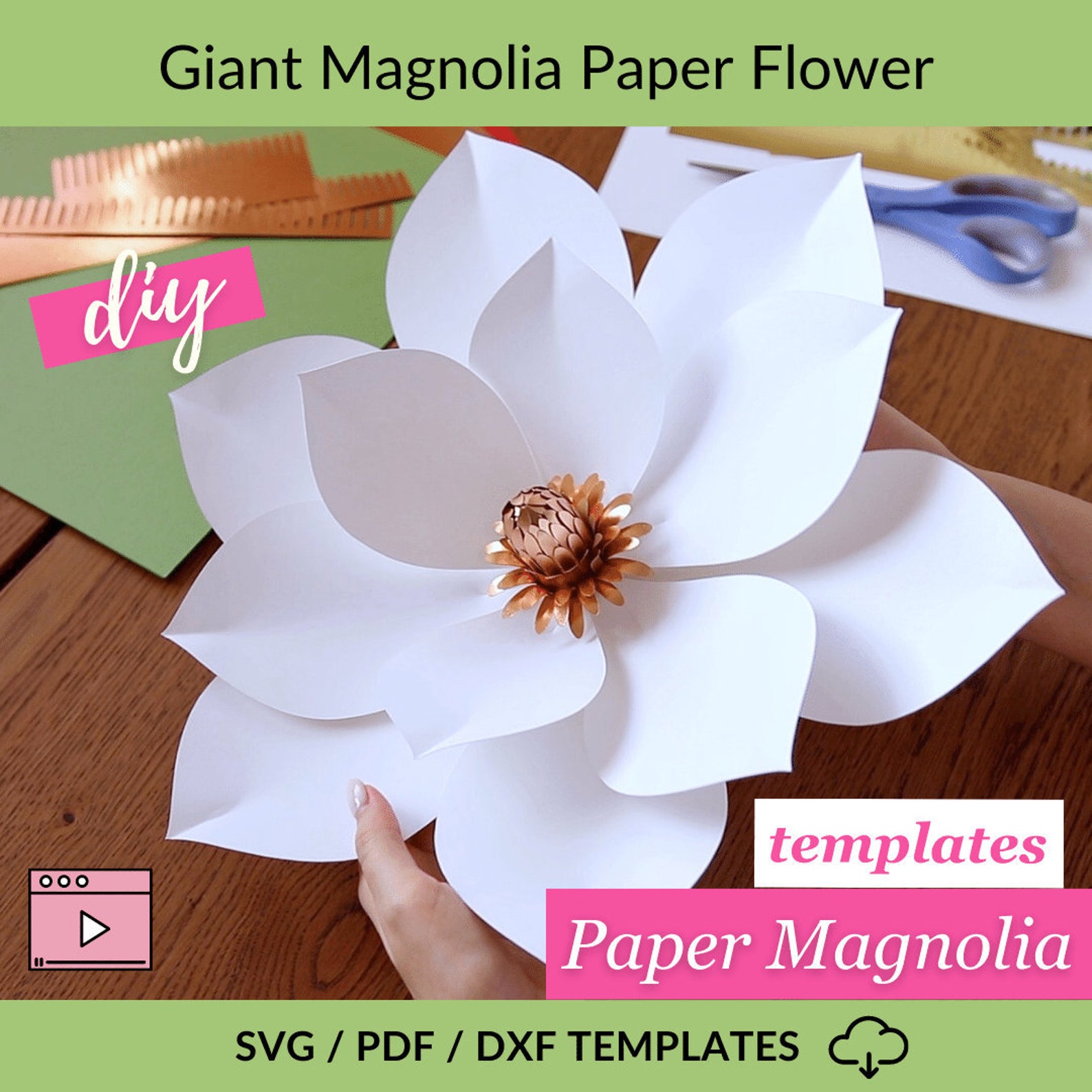 Large Magnolia Paper Flower Templates Magnolia Flower SVG | Etsy