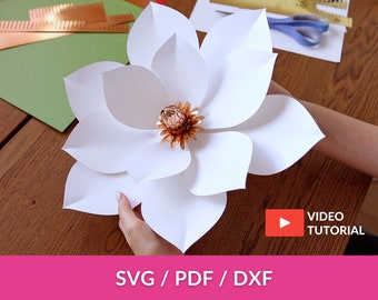 Magnolia SVG, Paper Flower Svg, Large Magnolia Paper Flower Svg, Paper Flower Template, Cricut Flower Svg, Giant Flower Svg, Pdf, Dxf, Png