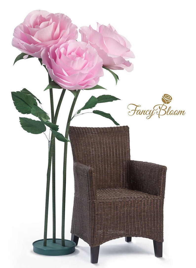 Free Standing TRIPLE Rose Flower/ Self Standing Flower/ Giant Paper