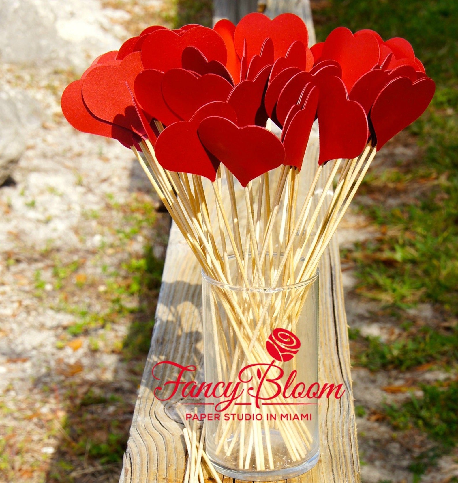 200 Hearts on a Stick. Aisle Decor, Wedding Decorations, Beach Wedding
