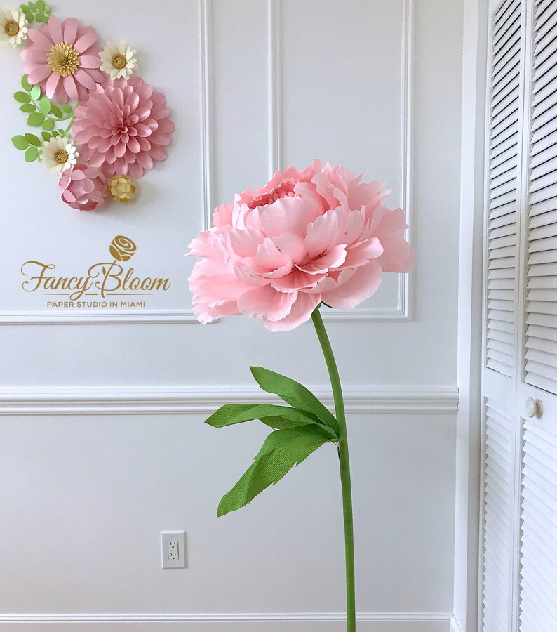 Free Standing Peony Flower/ Giant Paper Flower on a Stem/ Self Standing