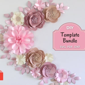 Giant Paper Flower Template, Paper Flower Backdrop Diy, 3d flower Svg, Giant Paper Flower Svg, Small Medium and Large Paper Flower Svg Pdf