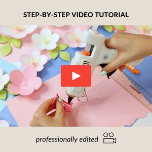 Cherry Blossom SVG, Paper Flower Template Bundle + Video Tutorial, SVG Cut Files for Cricut, PDF, Dxf, 3d Flower Svg, Paper Flower Kit image 2