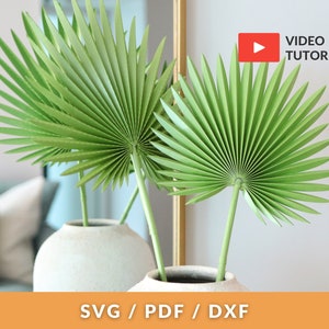 Fan Palm Leaf SVG PDF, Dxf,  Extremely Realistic Palm Leaf Template and Tutorial, Paper Palm Leaves DIY, Tropical Leaf Template, Svg Leaves