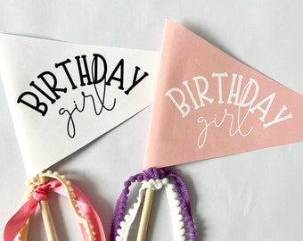 Birthday Girl Pennant Flag, Printable Pennant, DIY Pennant, Birthday Banner, Pennant Flag Template, Kids Birthday Party