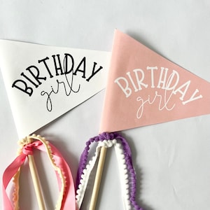 Birthday Girl Pennant Flag, Printable Pennant, DIY Pennant, Birthday Banner, Pennant Flag Template, Kids Birthday Party