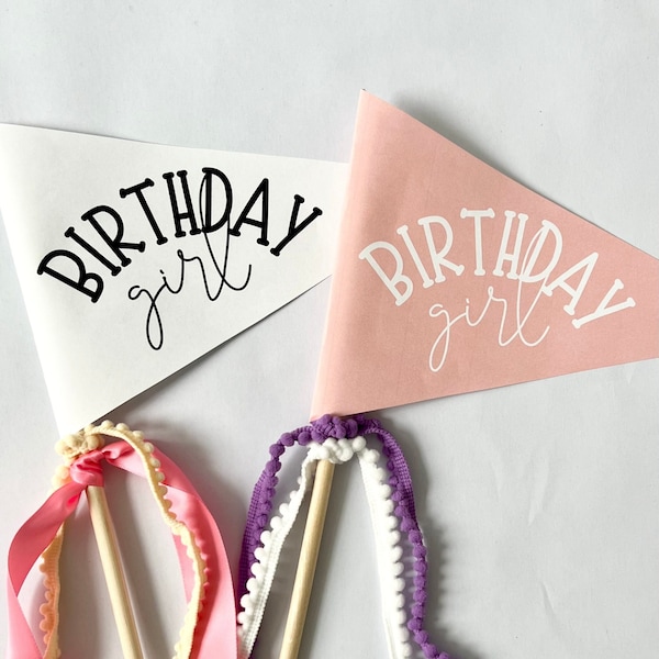 Birthday Girl Pennant Flag, Printable Pennant, DIY Pennant, Birthday Banner, Pennant Flag Template, Kids Birthday Party