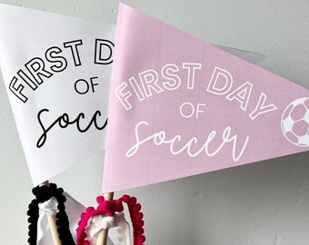 Girls First Day of Soccer Pennant Flag, DIY Pennant, Soccer Banner, Soccer Mom, Printable Pennant Flag, Pennant Flag Template, Kids Sports