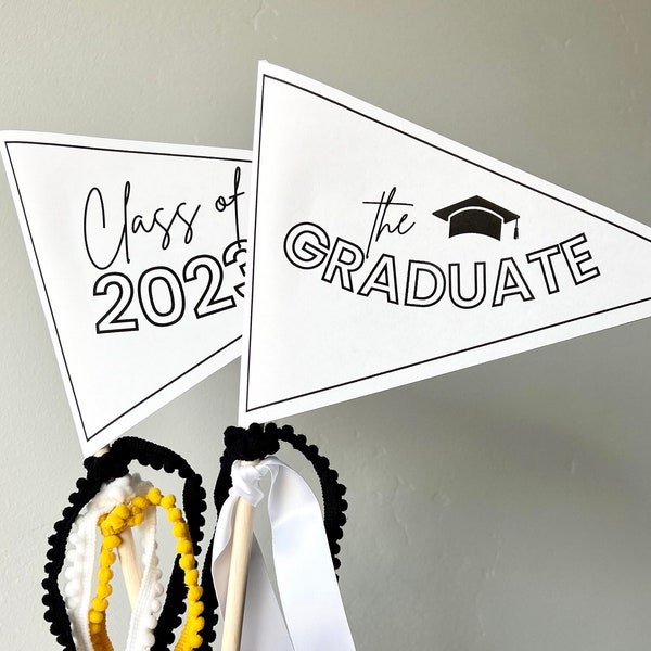 Class of 2024 Pennant Flag, The Graduate, DIY Pennant, Graduation Banner, Printable Pennant Flag, Pennant Flag Template