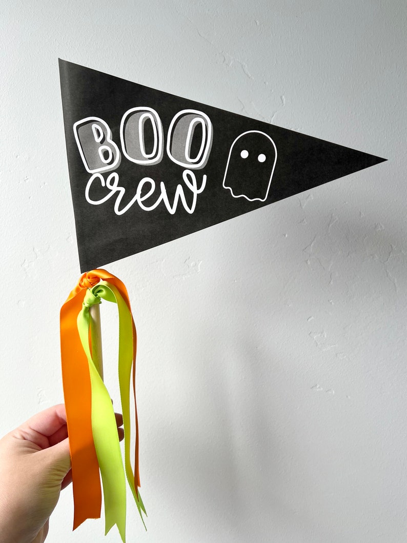 Boo Crew Pennant Flag, Halloween Party Printable, DIY Pennant ...