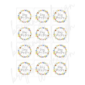 Happy May Day Printable Tags, Square Tags, May Day Tags, Wildflower ...