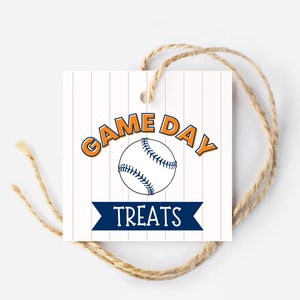 Baseball Game Day Treat Tag, Post-Game Snack, Houston Astros Colors, Baseball Tag, Kids Sports, Square Tag, Hang Tag, Printable