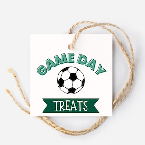 Soccer Game Day Treat Tag, Post-Game Snack, Green Team Colors, Soccer Tag, Kids Sports, Square Tag, Hang Tag, Printable