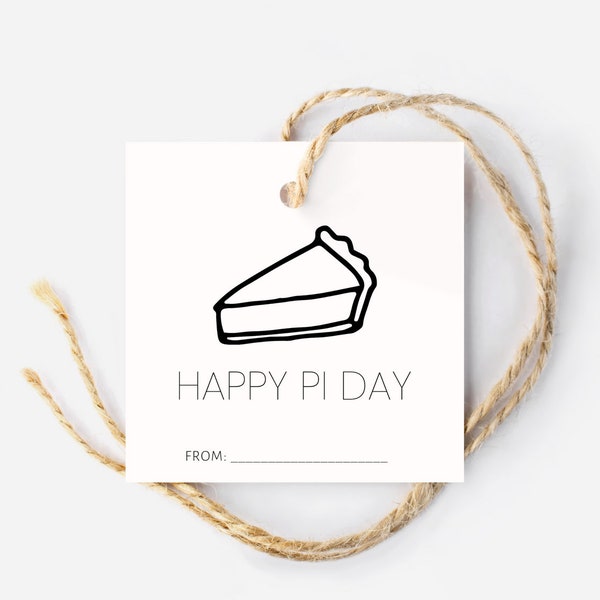 Happy Pi Day Gift Tag, Pie Day, 3.14, March 14, Pi Day Tag, Square Tags, Gift Tag, Hang Tag, Bakers Tag, Printable
