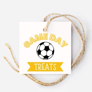 Soccer Game Day Treat Tag, Post-Game Snack, Yellow Team Colors, Soccer Tag, Kids Sports, Square Tag, Hang Tag, Printable