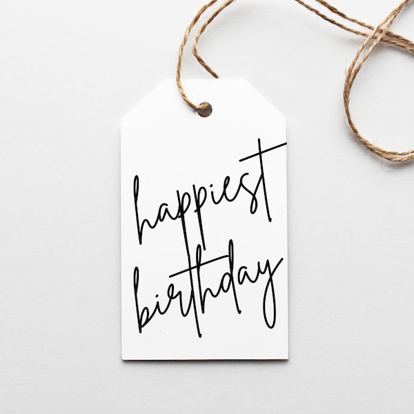 Alles Gute zum Geburtstag druckbarer Geschenkanhänger, minimalistischer Geburtstagsanhänger, druckbarer Hang Tag, Bakers Tag, schwarz und weiß, Happy Birthday