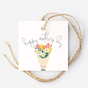 Moederdagcadeaulabel, vierkant label, Moederdaghanglabel, afdrukbare cadeaukaartjes, afdrukbare gelukkige Moederdag