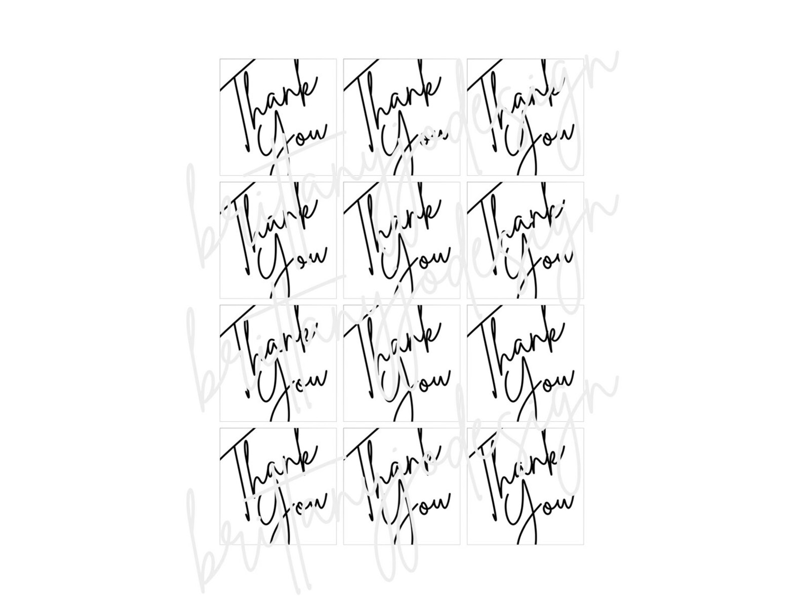 Thank You Gift Tags, Square Tags, Script Thank You Tags, Gift Tag, Hang