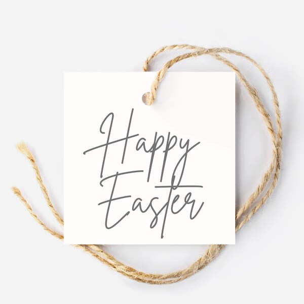 Happy Easter Gift Tag, Square Tag, Easter Hang Tag, Neutral Easter, Printable Gift Tags, Happy Easter Printable