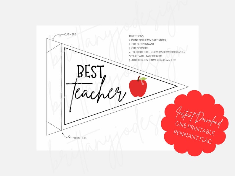Best Teacher Pennant Flag, Teacher Appreciation Gift, End of the School ...