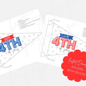Happy 4th of July Pennant Flag, DIY Pennant, July Fourth Party Banner ...