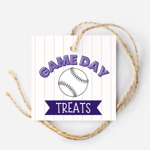 Baseball Spiel Day Treat Tag, Snack nach dem Spiel, Colorado Rockies Farben, Baseball Tag, Kindersport, quadratischer Tag, Hang Tag, printable