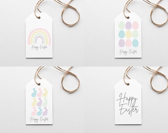 Ostern Geschenkanhänger Bundle, Ostern Hang Tag, neutrale Ostern, Pastell Ostern, druckbare Geschenkanhänger, Frohe Ostern druckbar