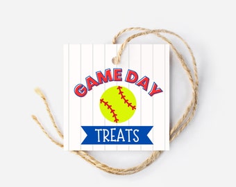 Softball Game Day Treat Tag, Post-Game Snack, Softball Tag, Kids Sports, Square Tag, Hang Tag, Printable