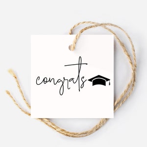 Minimalist Graduation Gift Tags, Grad Tag, Congrats Grad, Square Tag, Grad Gift, Gift Card Tag, Hang Tag, Printable DIY Gift image 1