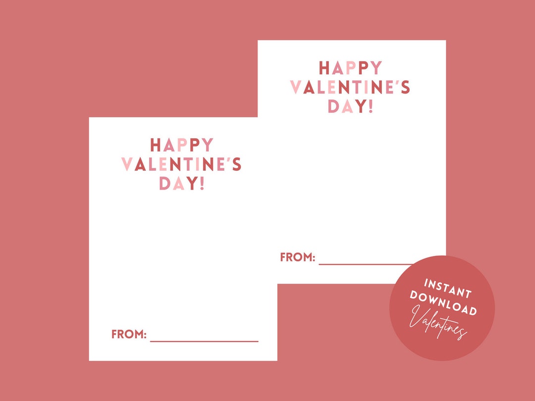 Happy Valentines Day Kids Valentine, Kids Printable Valentine, Pink and ...