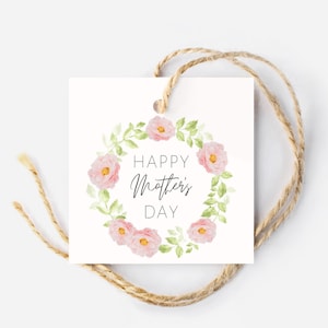 Moederdag cadeau tag, vierkante tag, bloemen Moederdag hang tag, afdrukbare cadeaulabels, gelukkige moederdag afdrukbaar