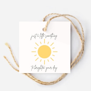 Something to Brighten Your Day Gift Tags, Square Tag, Sunshine Gift, Send Sunshine Gift Tag, Hang Tag, Bakers Tag, Printable image 1