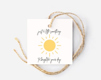 Something to Brighten Your Day Gift Tags, Square Tag, Sunshine Gift, Send Sunshine Gift Tag, Hang Tag, Bakers Tag, Printable