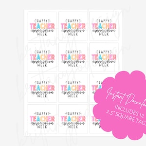 Happy Teacher Appreciation Week Gift Tags, Teacher Appreciation Gift, Gift Card Tag, Goodie Bag Tag, Teacher Gift, DIY Gift, PTA Gift image 2