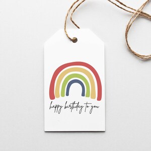 Rainbow Happy Birthday Printable Gift Tag Happy Birthday, Birthday Tag, Printable Hang Tag, Bakers Tag, Rainbow