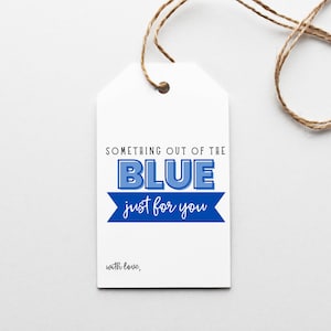 Etykiety na prezenty Something Out of the BLUE, prezent Feeling Blue, tylko dla Ciebie, wydrukowany pakiet z prezentami, Happy Mail, zawieszka, etykiety na ciasteczka